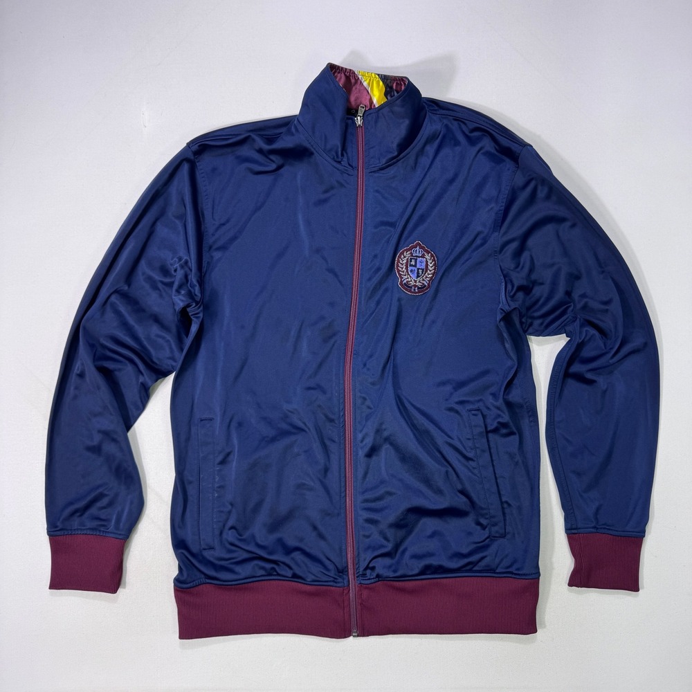 Sean John Track Jacket Mens XL Blue Maroon Crest Logo Full Zip Y2K Hip Hop